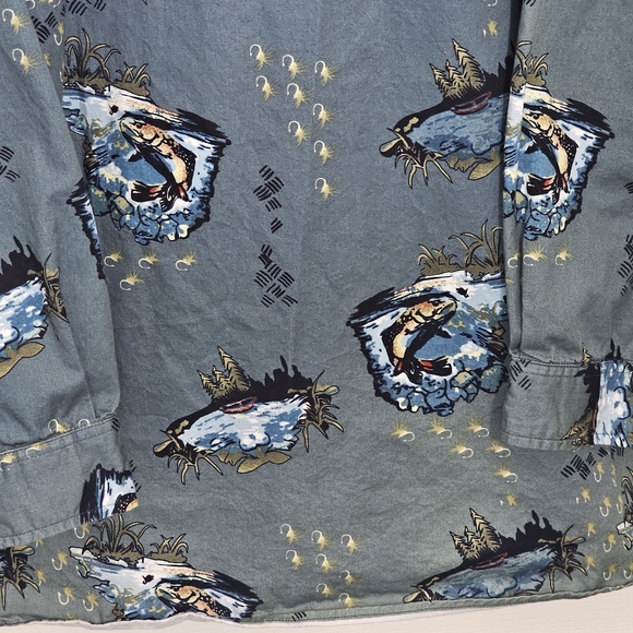 Men’s Michael Austin Rugged Wear Bass Fishing Shirt XL Teal Green Blue - Picture 11 of 13